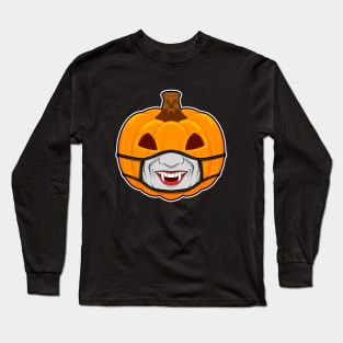 Pumpkin Halloween with Vampire Mask Long Sleeve T-Shirt